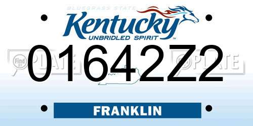 01642Z2 Kentucky License Plate