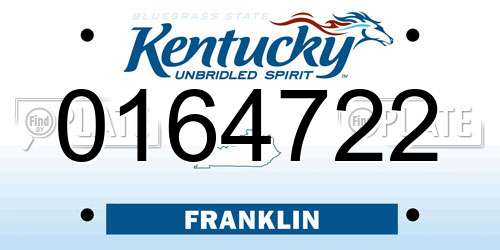 0164722 Kentucky License Plate