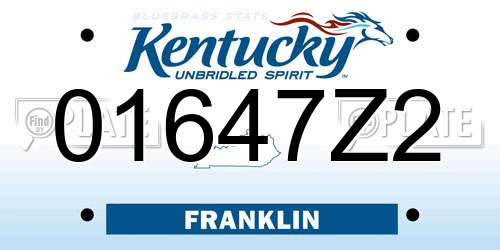 01647Z2 Kentucky License Plate