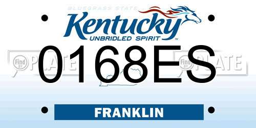 0168ES Kentucky License Plate