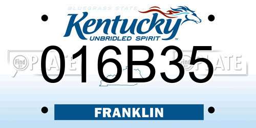 016B35 Kentucky License Plate