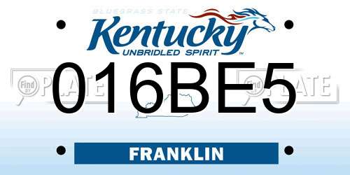 016BE5 Kentucky License Plate