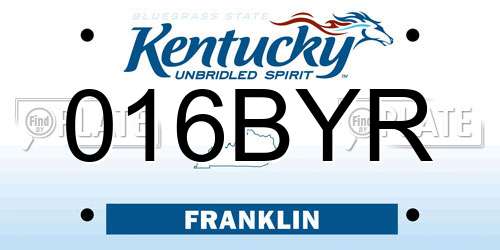 016BYR Kentucky License Plate