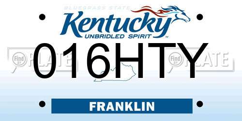 016HTY Kentucky License Plate