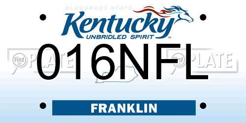 016NFL Kentucky License Plate