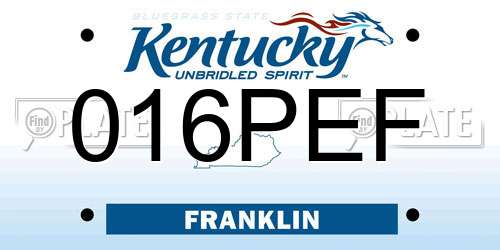 016PEF Kentucky License Plate