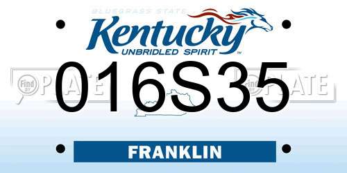 016S35 Kentucky License Plate