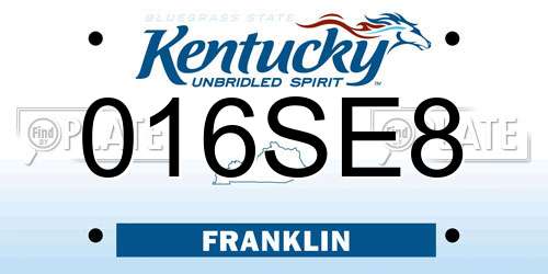 016SE8 Kentucky License Plate