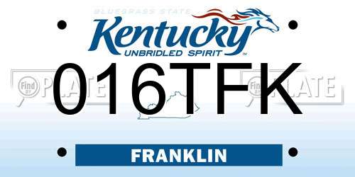 016TFK Kentucky License Plate