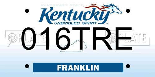 016TRE Kentucky License Plate