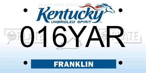 016YAR Kentucky License Plate