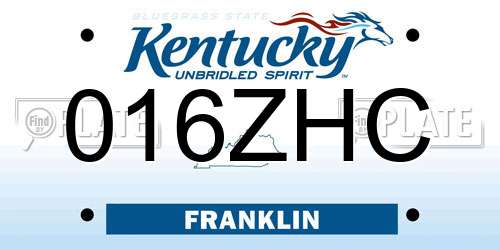 016ZHC Kentucky License Plate