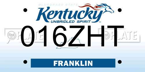 016ZHT Kentucky License Plate