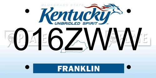 016ZWW Kentucky License Plate