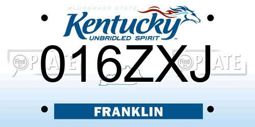 016ZXJ Kentucky License Plate
