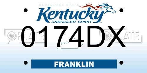 0174DX Kentucky License Plate