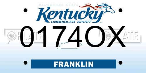 0174OX Kentucky License Plate
