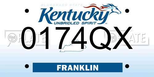 0174QX Kentucky License Plate