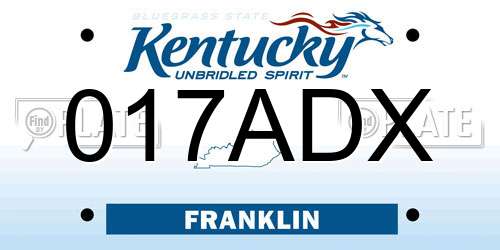 017ADX Kentucky License Plate
