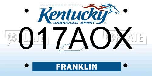 017AOX Kentucky License Plate