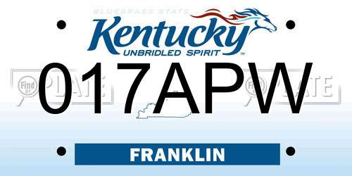 017APW Kentucky License Plate