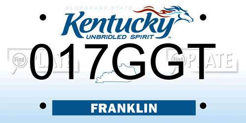 017GGT Kentucky License Plate