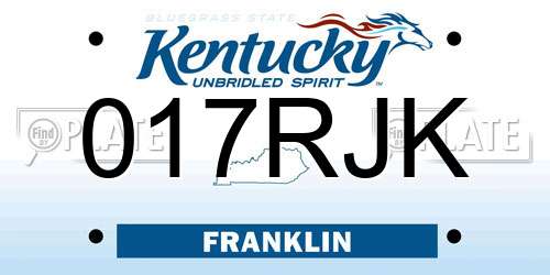017RJK Kentucky License Plate