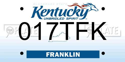 017TFK Kentucky License Plate