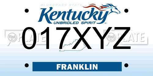 017XYZ Kentucky License Plate
