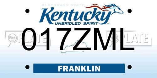 017ZML Kentucky License Plate