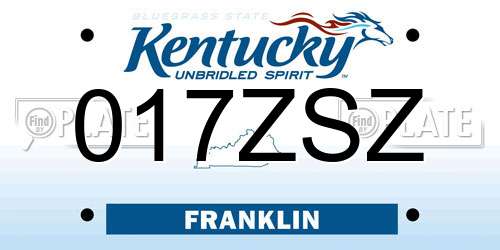 017ZSZ Kentucky License Plate