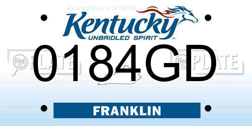 0184GD Kentucky License Plate