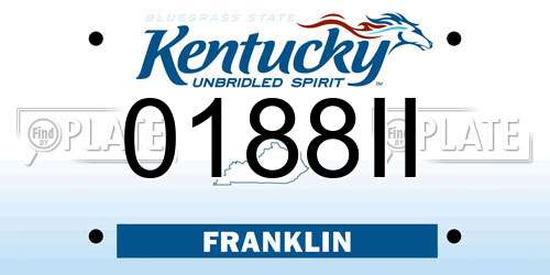 0188II Kentucky License Plate