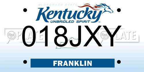 018JXY Kentucky License Plate