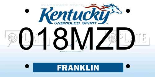 018MZD Kentucky License Plate
