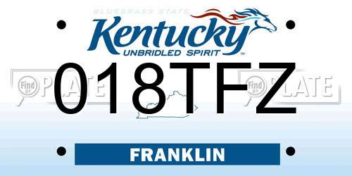 018TFZ Kentucky License Plate