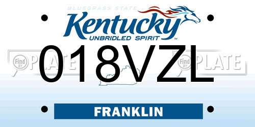 018VZL Kentucky License Plate