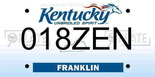 018ZEN Kentucky License Plate