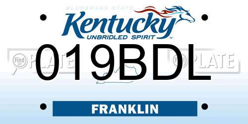 019BDL Kentucky License Plate