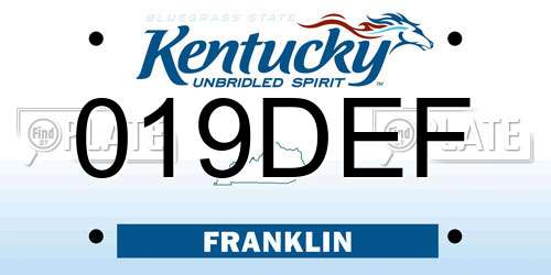 019DEF Kentucky License Plate