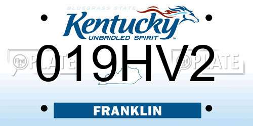 019HV2 Kentucky License Plate
