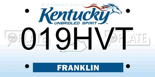 019HVT Kentucky License Plate