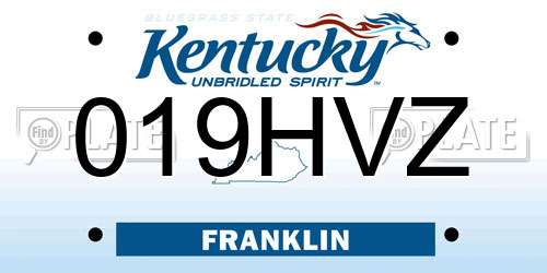 019HVZ Kentucky License Plate