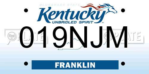 019NJM Kentucky License Plate