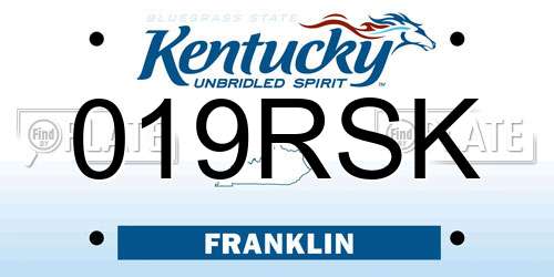 019RSK Kentucky License Plate