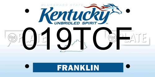 019TCF Kentucky License Plate