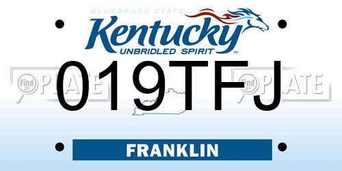 019TFJ Kentucky License Plate