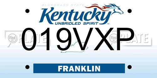 019VXP Kentucky License Plate