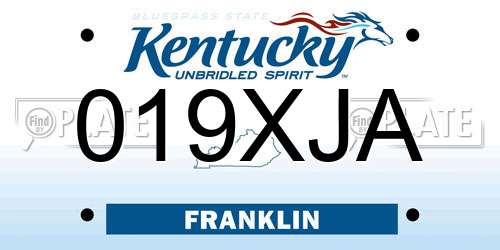 019XJA Kentucky License Plate