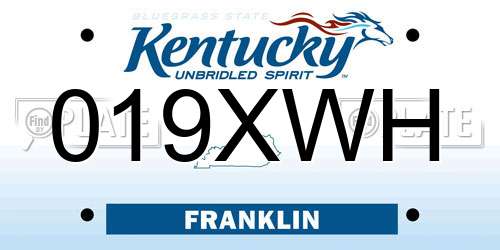 019XWH Kentucky License Plate